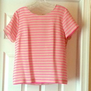 Light pink/ hot pink striped blouse